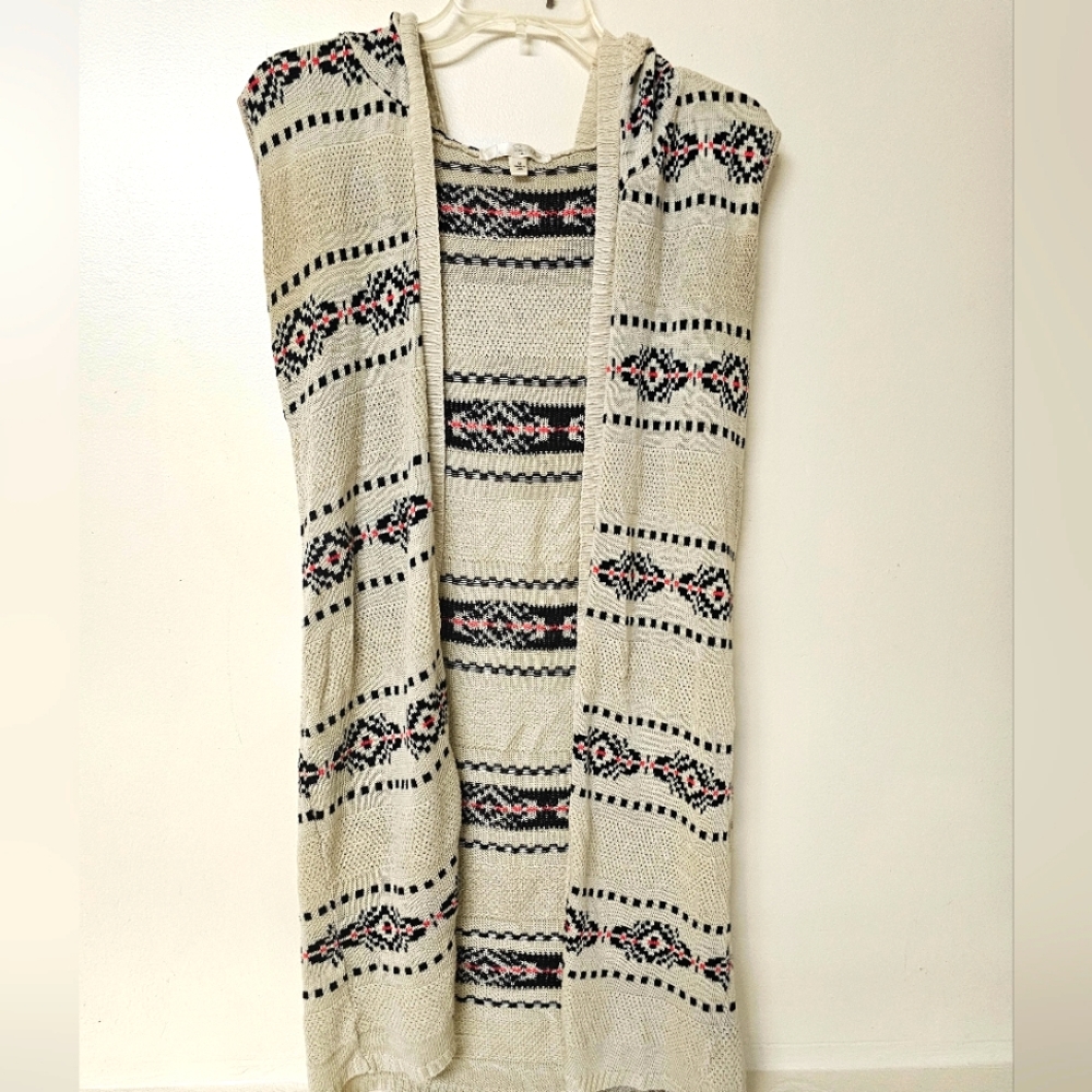 Say What?  Bohemian Sleeveless Hooded Cardigan/Vest